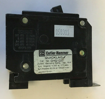 CUTLER HAMMER GHQ1020 20A QUICKLAG CIRCUIT BREAKER 277VAC***LOTOF2***1