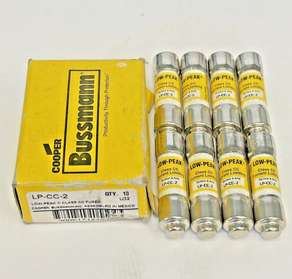 BUSSMANN - *BOX OF 8* - LP-CC-2 - 600 VAC- LOW-PEAK, TIME-DELAY, CLASS CC0