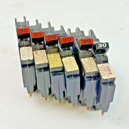 FPE *LOT OF 6* - 030 / NC130 - STAB-LOK BREAKERS - 1 POLE/240VAC/30A - NEW***1
