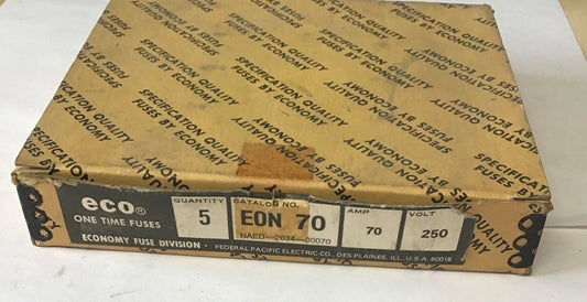 ECONOMY EON 70 ONE TIME ECO FUSES 250V 70A ***LOTOF5***0