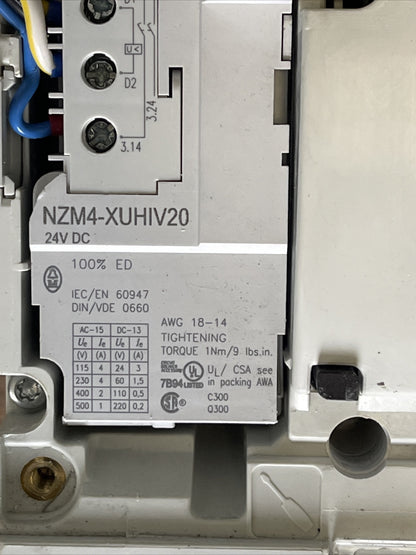MOELLER NZMH4-AE CIRCUIT BREAKER 600VAC 1200A NZM4-XUHIV20 24VDC NZM H4-AE800A2