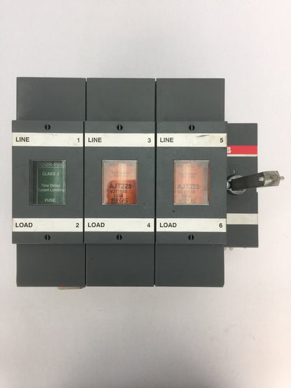 ABB OS400J03 FUSIBLE DISCONNECT SWITCH 600VAC 400A W/ AJT225 & JTD225 FUSE 225A0