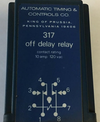 ATC 317 TIME DELAY RELAY 317K 10 AMP 120VAC 0-.5MIN 50/60HZ1