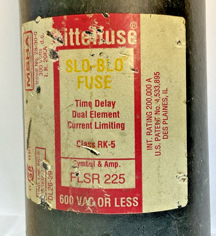 LITTLEFUSE FLSR225 SLO-BLO FUSE CLASS RK5 600VAC TIME DELAY1