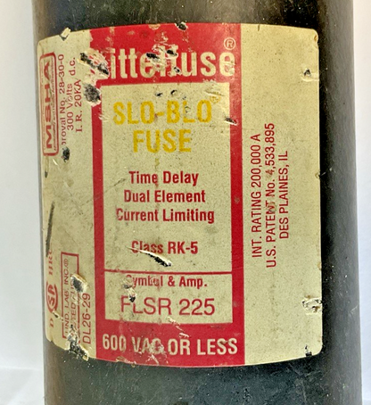 LITTLEFUSE FLSR225 SLO-BLO FUSE CLASS RK5 600VAC TIME DELAY1