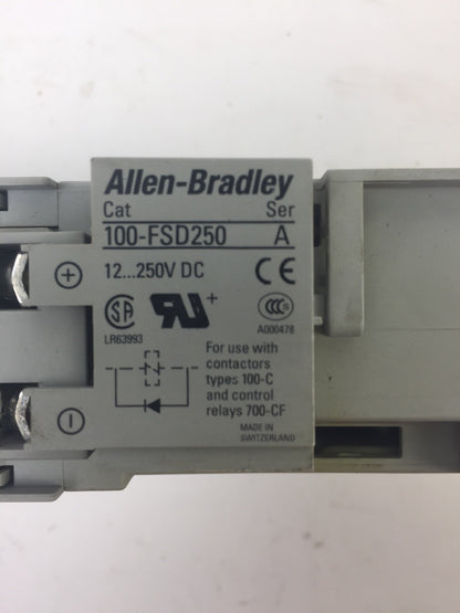 ALLEN BRADLEY 700-CF400D* CONTACTOR  600VAC 25A COIL 24VDC 100-F 100-FSD2503