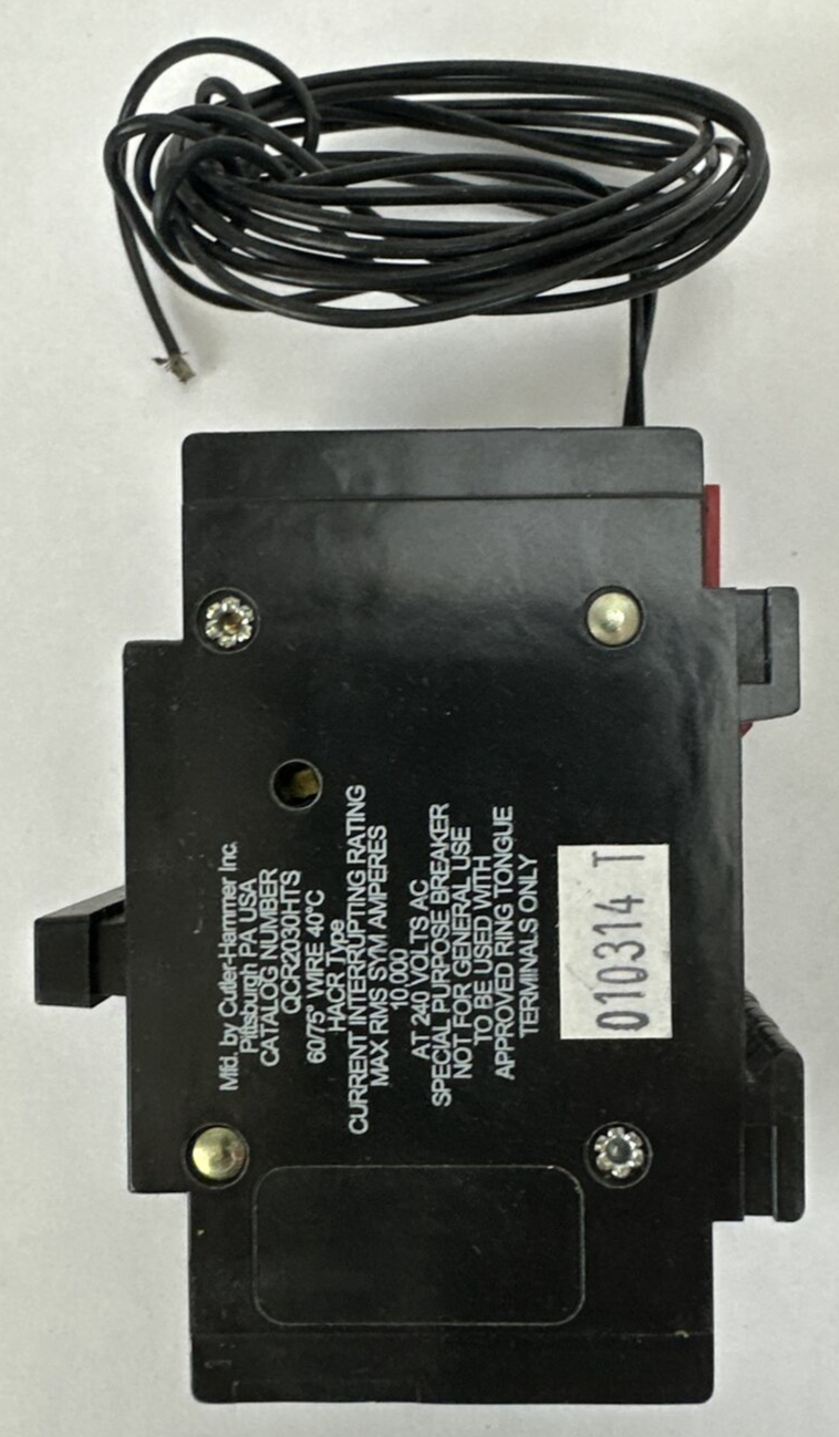 CUTLER HAMMER QCR2030HTS CIRCUIT BREAKER 2P 30A 240VAC 120-240VAC SHUNT TRIP7