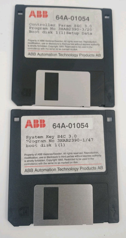 ABB 3HAB2390-1/47 SETUP NETWORK 3HAB2392-2/00 SYSTEM KEY 3HAB2390-3/20 (3 DISK)2