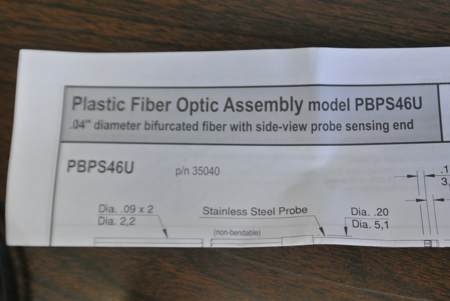 BANNER PBPS46UHF / 51824 PLASTIC FIBER OPTIC ASSEMBLY / NEW SURPLUS4