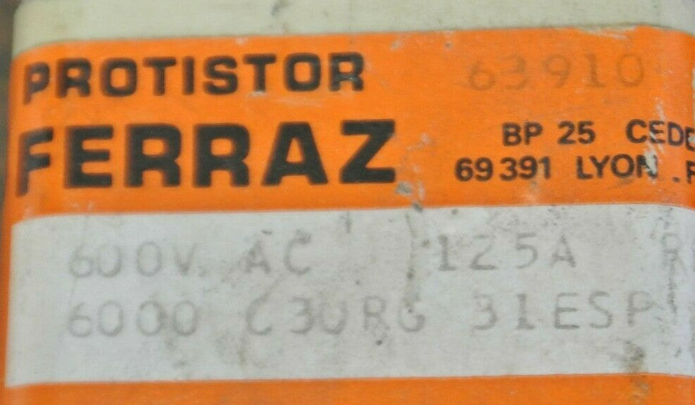 FERRAZ M87940 PROTISTOR / FUSE / 125A / 600VAC / 6000C3URG31ESP125DIN1103