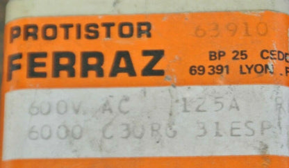 FERRAZ M87940 PROTISTOR / FUSE / 125A / 600VAC / 6000C3URG31ESP125DIN1103