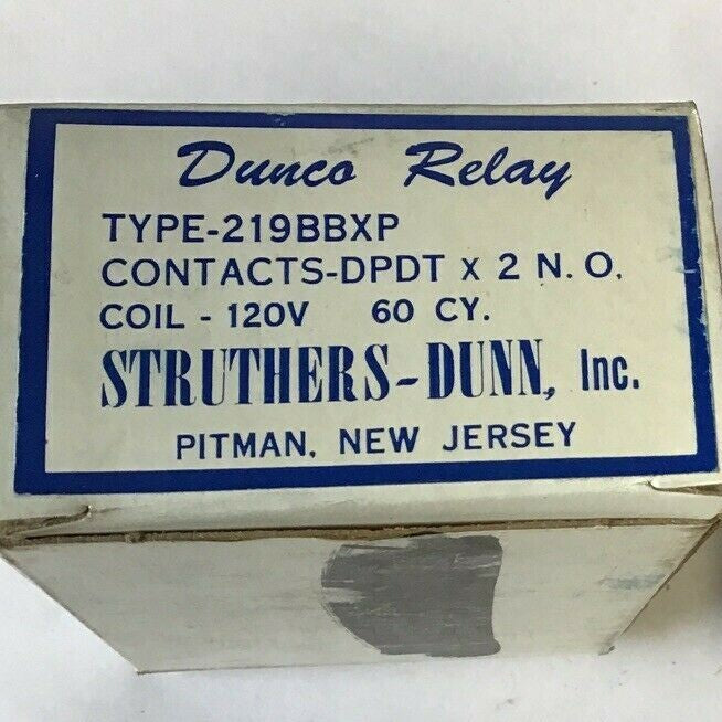 STRUTHERS-DUNN 219BBXP CONT. DPDT x 2 N.O. 120V 60CY1