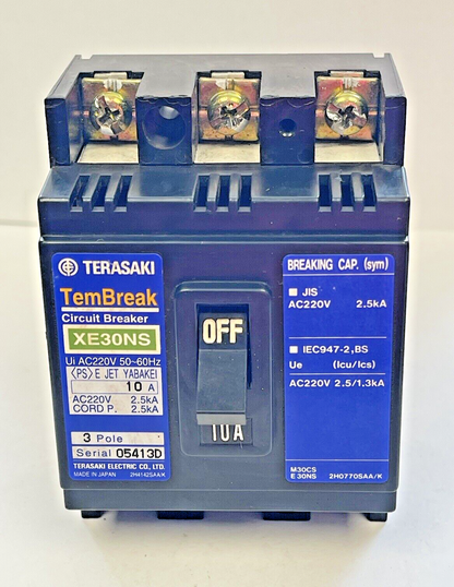 TERASAKI - XE30NS- CIRCUIT BREAKER - 3 POLE, 10 AMP, 50-60Hz, 220 VAC1
