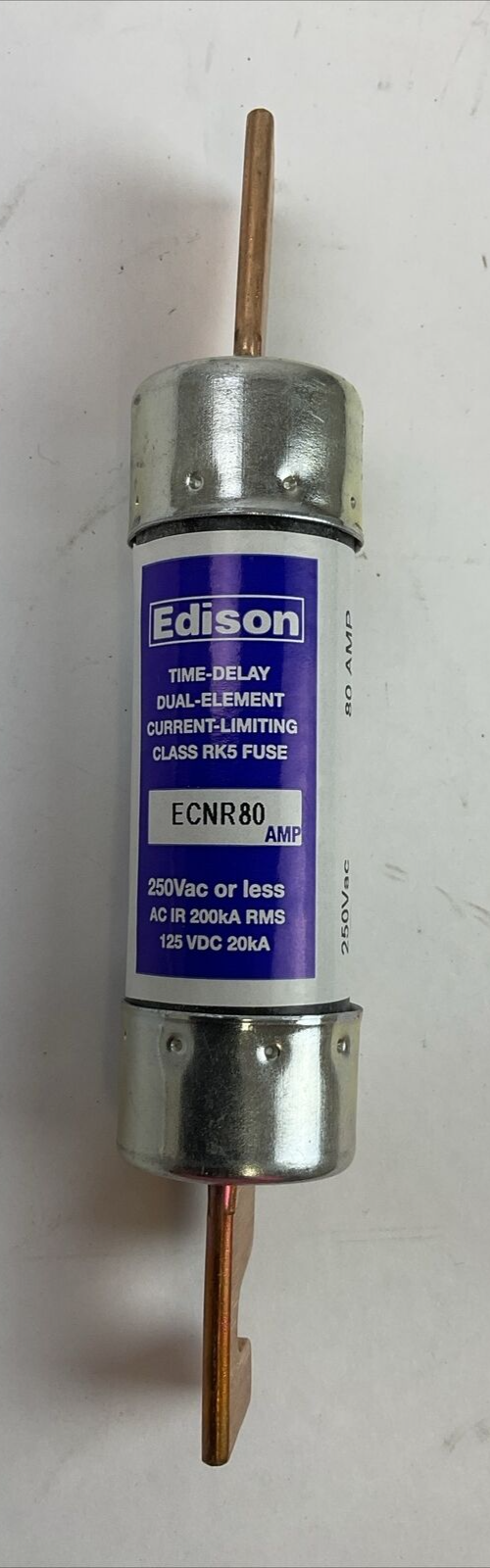 EDISON ECNR80 80AMP 250VAC 125VDC TIME-DELAY DUAL-ELEMENT CURRENT-LIMITING FUSE0