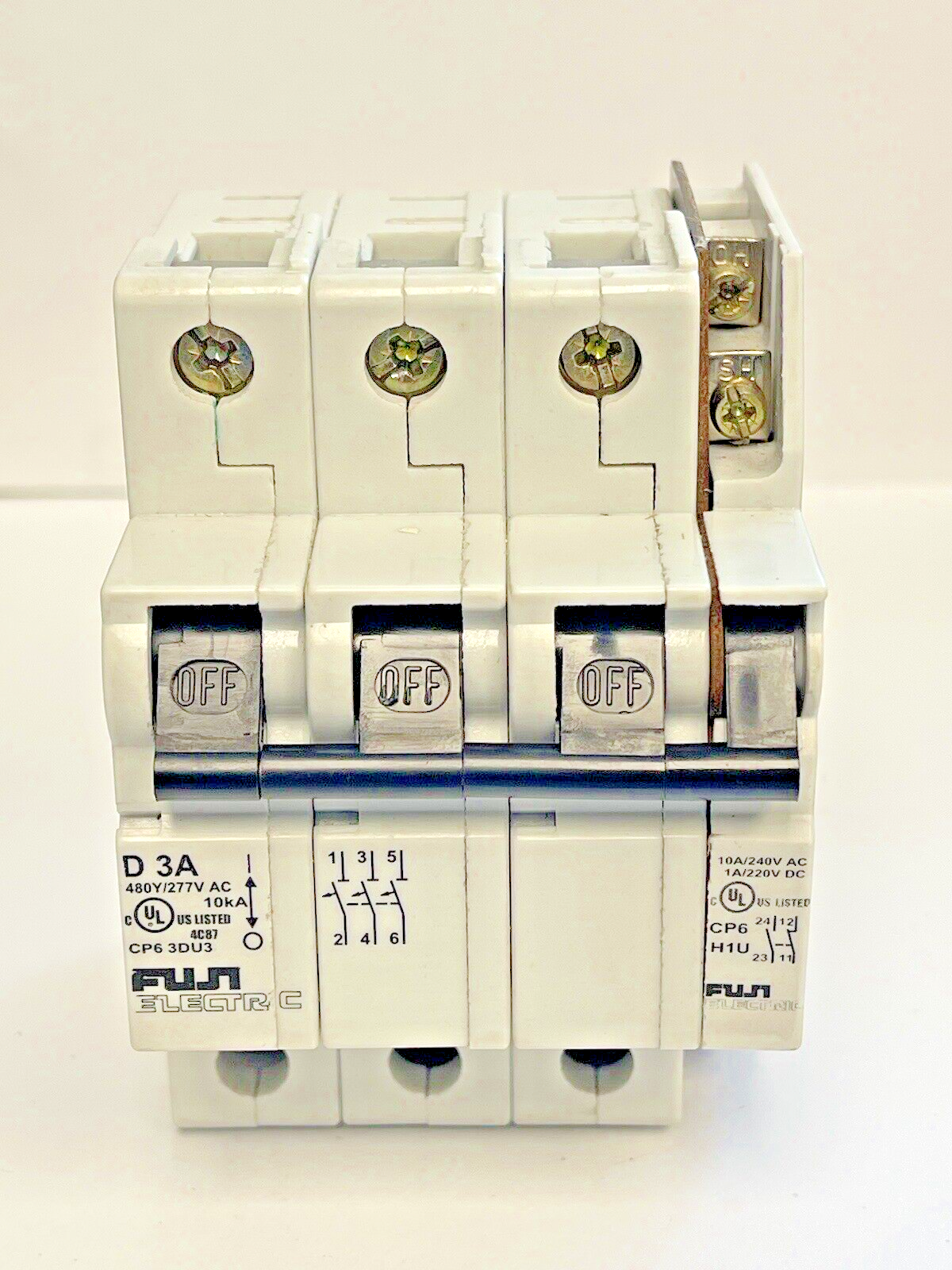 FUJI - CP6 3DU3 -3A MANUAL MOTOR CONTROLLER - 480/277 VAC & CP6 H1U AUX CONTACT1