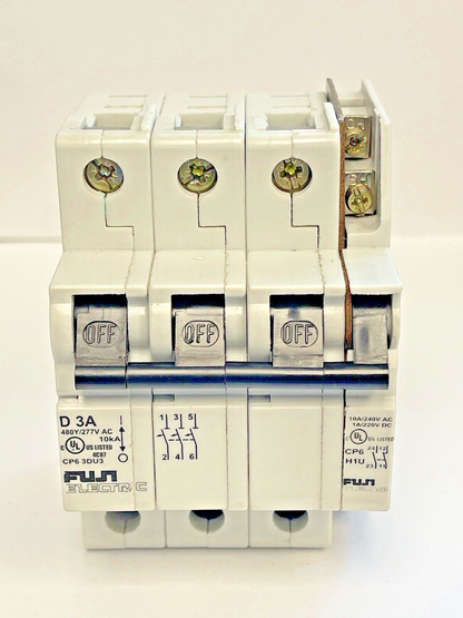 FUJI - CP6 3DU3 -3A MANUAL MOTOR CONTROLLER - 480/277 VAC & CP6 H1U AUX CONTACT1