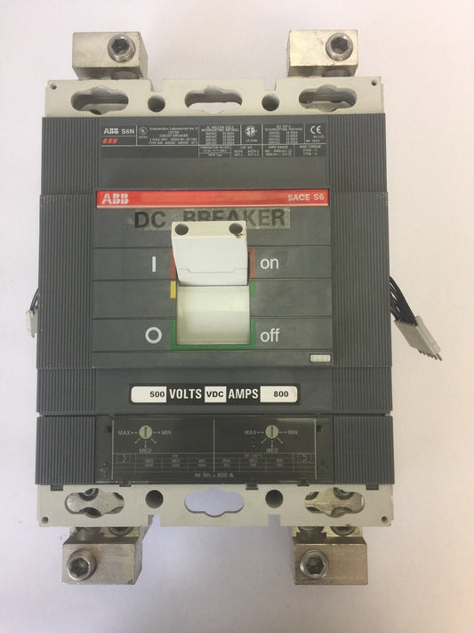 ABB S6N CIRCUIT BREAKER SAC S6 500VDC 600VAC 2 POLE 800A TRIP0