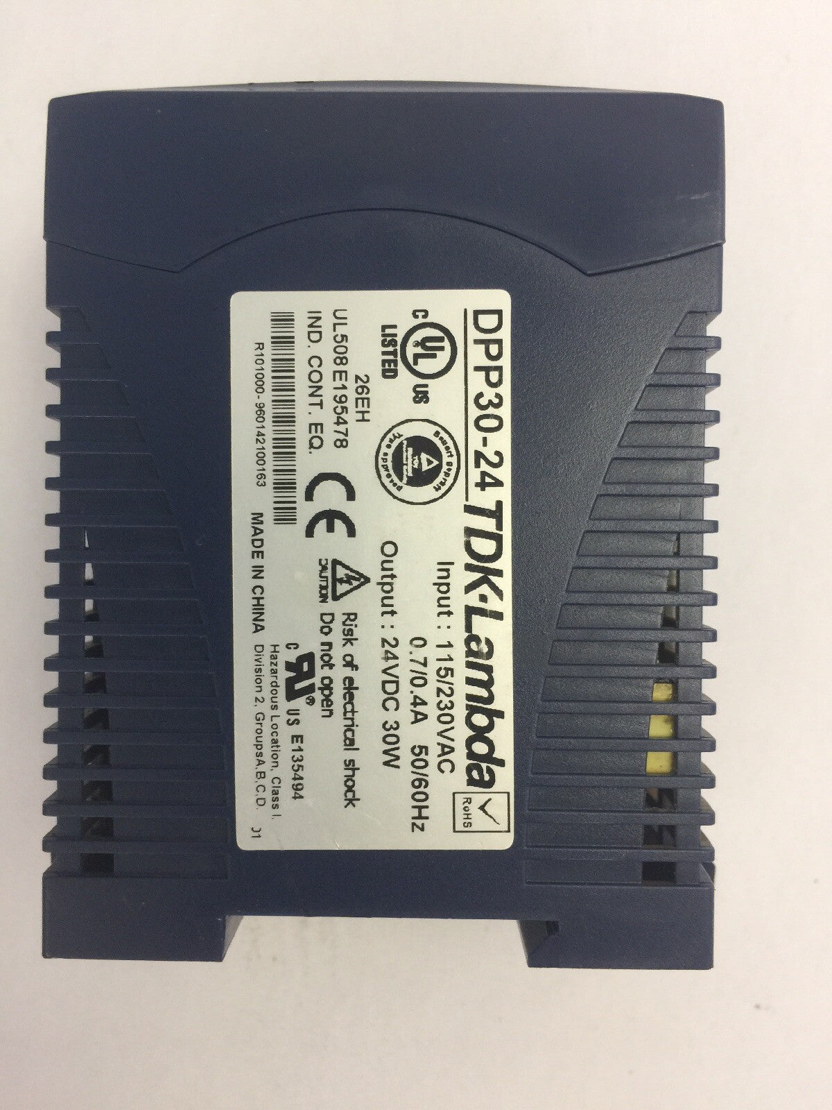 TDK LAMBDA DPP30-24 POWER SUPPLY INPUT 115/230VAC 0.7/0.4A OUTPUT 24VDC 30W 1.3A2