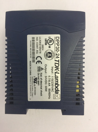 TDK LAMBDA DPP30-24 POWER SUPPLY INPUT 115/230VAC 0.7/0.4A OUTPUT 24VDC 30W 1.3A2