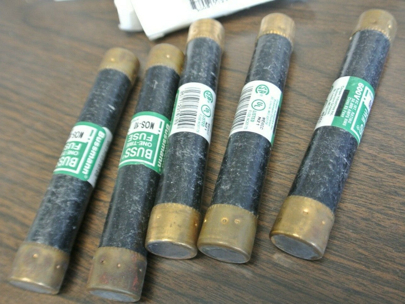 LOT of 5 / COOPER-BUSSMANN / NOS10 / ONE-TIME FUSE / 10A / 600V0