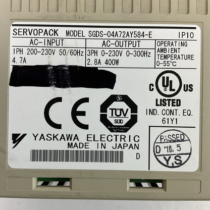 YASKAWA SGDS-04A72AY584-E SERVOPACK 230VAC SERVO DRIVE1