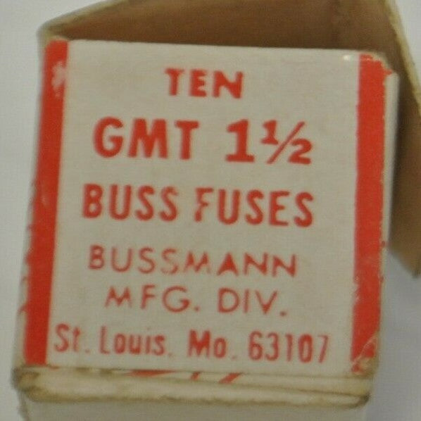 LOT of 4 / BUSS GMT 1-1/2 FUSES / 125VAC, 60VDC / NEW SURPLUS1