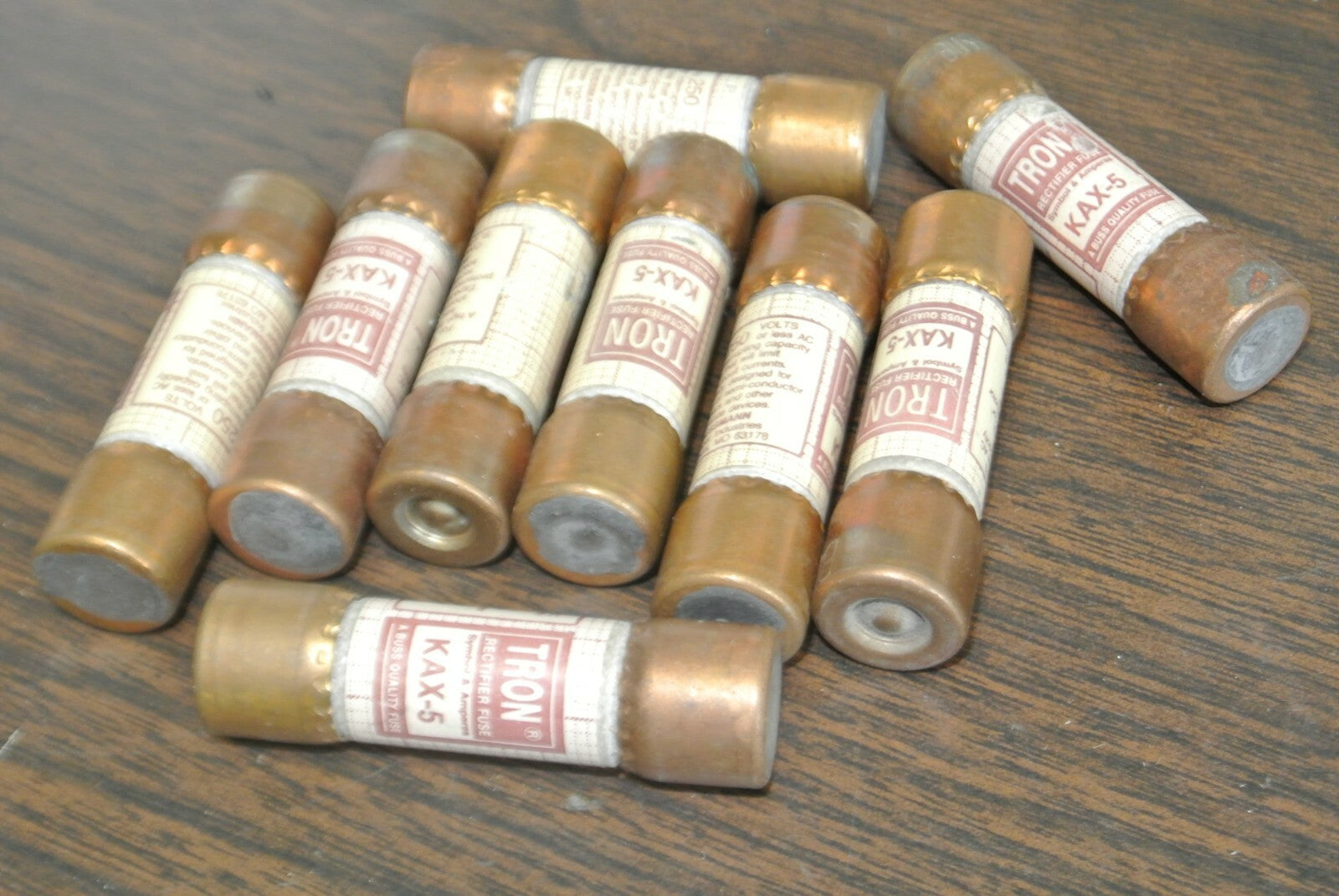 LOT of 9 / BUSSMANN / TRON KAX5 RECTIFIER FUSE / 5A / 250V / NEW SURPLUS0