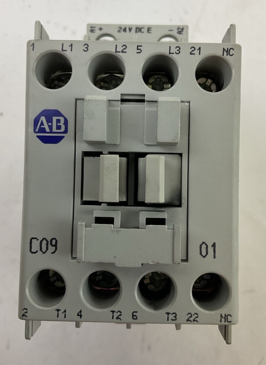 ALLEN BRADLEY 100-C09E*01 SER A CONTACTOR 600VAC 25A 3PH 7.5HP COIL 24VDC0