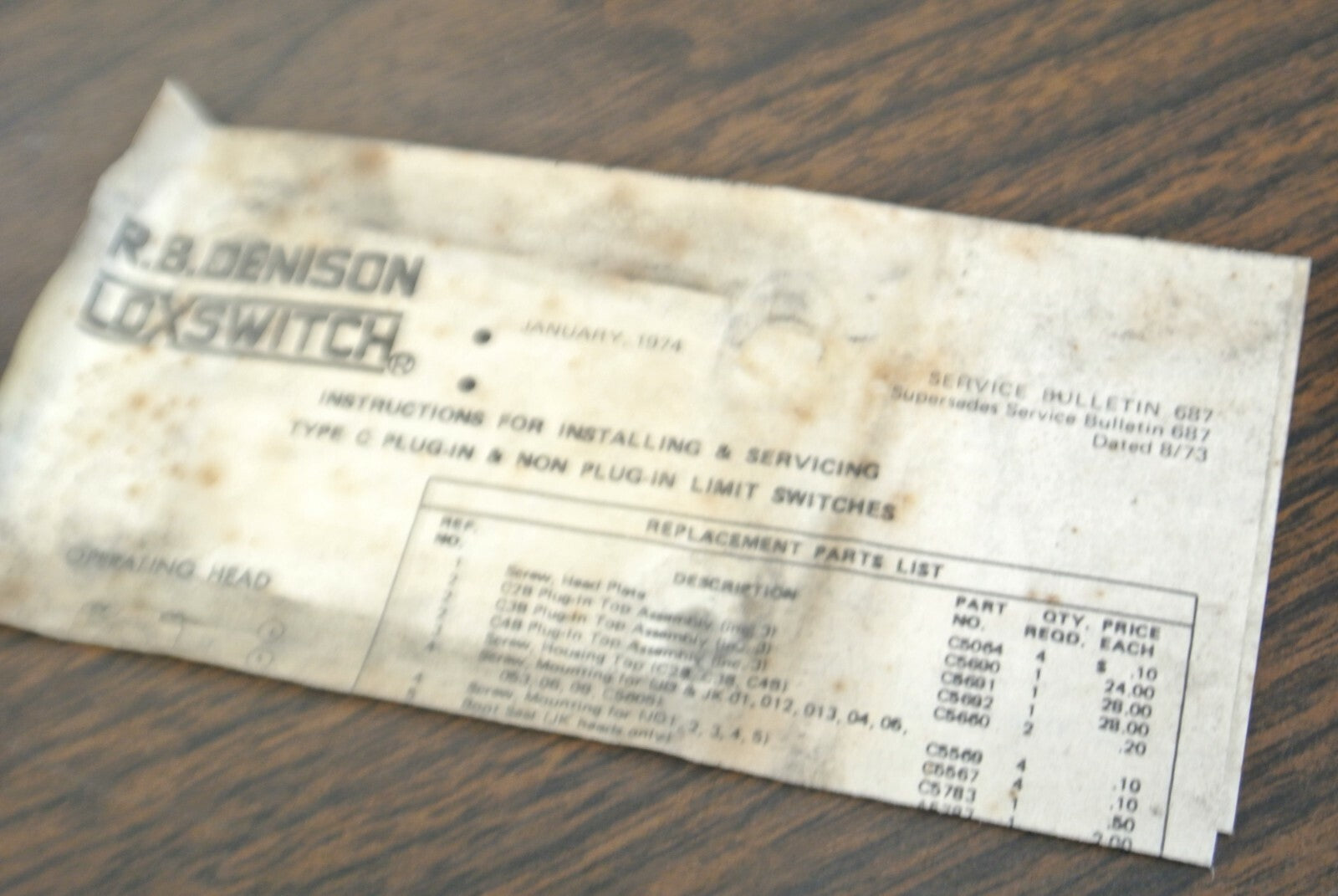 GOULD / R.B. DENISON / C4-AIR LIMIT SWITCH / NEW SURPLUS7