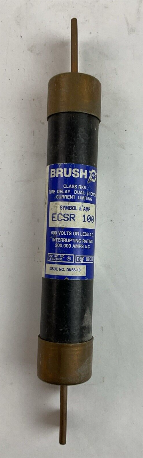 BRUSH ECSR100 DUAL ELEMENT CURRENT LIMITING TIME DELAY FUSE 600VAC 100AMP0