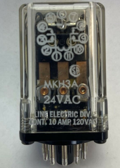 LINE ELECTRIC MKH3A RELAY 10A 120VAC COIL 24VAC0