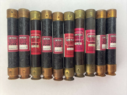 BUSSMANN LPS-RK-5 6/10 LOW-PEAK DUAL TIME DELAY ELEMENT FUSE 600VAC (LOT OF 10)0