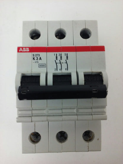ABB, S273-K3A, CIRCUIT BREAKER, 3P, 277/480VAC, 3AMP, VDE0660, NEW SURPLUS0
