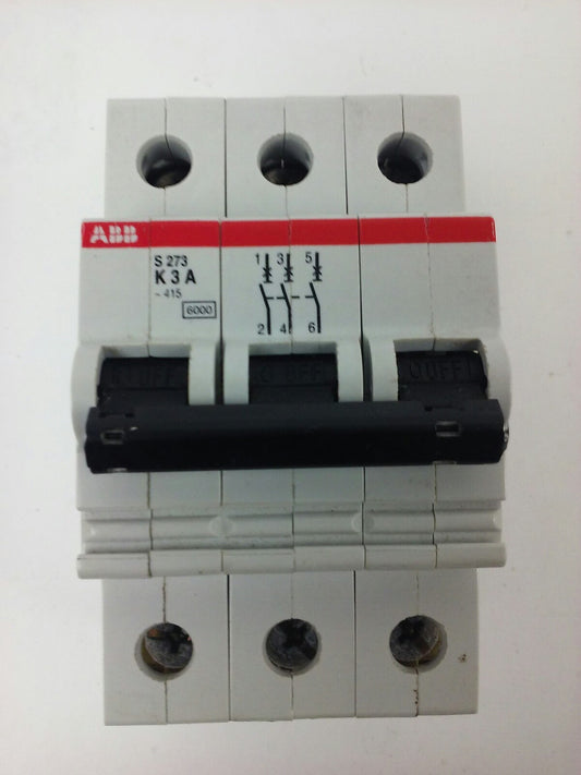 ABB, S273-K3A, CIRCUIT BREAKER, 3P, 277/480VAC, 3AMP, VDE0660, NEW SURPLUS0