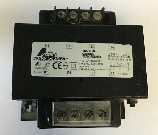 ACME TRANSFORMER CE01-0150 150VA 50/60HZ SER.CE REV.00 INDUSTRIAL CONTROL TRANS.0