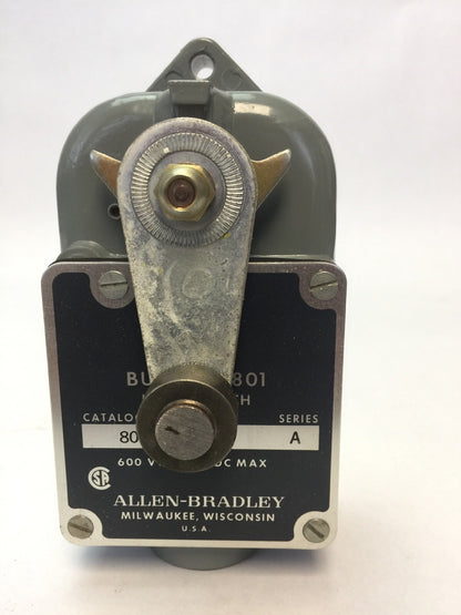 ALLEN BRADLEY 801-ASG17 LIMIT SWITCH ROLLER LEVER 600V AC/DC 2 NC CONTACTS 2