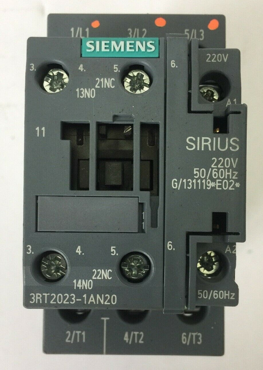 SIEMENS 3RT2023-1AN20 CONTACTOR 600VAC 3 POLE SIRIUS G/131119*E02* 220V 50/60HZ0
