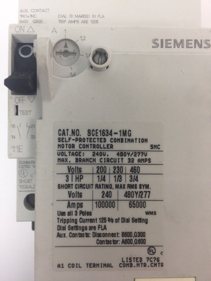 SIEMENS SCE1634-1MG10K6 MODULAR MOTOR CONTROLLER 240V 480Y/277V COIL 120V 60HZ3