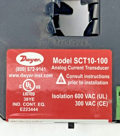 DWYER - SCT10-100 - ANALOG CURRENT TRANSDUCER - 6000VAC, 120/60/30 A, 4-20mA7