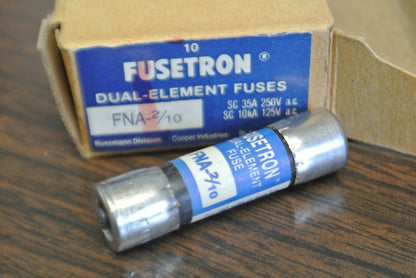BOX of 10 / BUSS FNA-2/10 DUAL-ELEMENT MIDGET FUSE / 2/10A / 250V / NEW SURPLUS2
