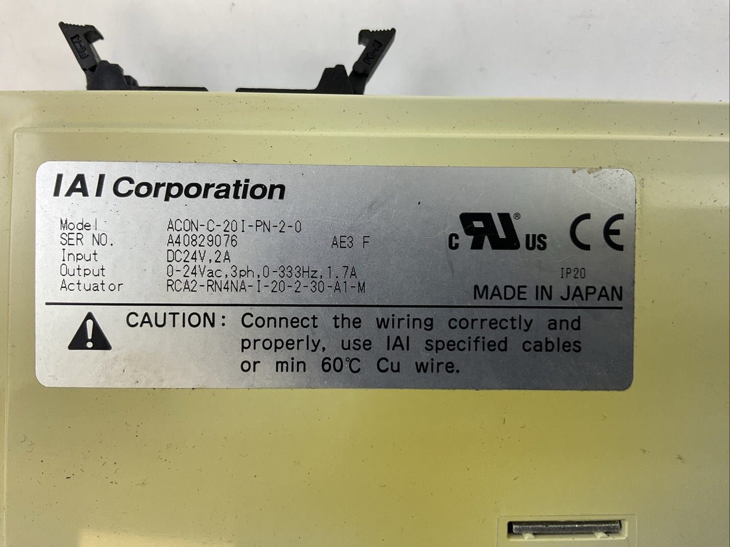 IAI ACON-C-20I-PN-2-0 ACTUATOR POSITION CONTROLLER OUTPUT 0-24VAC INPUT 24VDC1