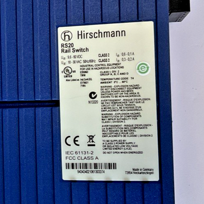 HIRSCHMANN RS20-0800T1T1SDAEHH03.0.01 RAIL SWITCH 60VDC 30VAC7