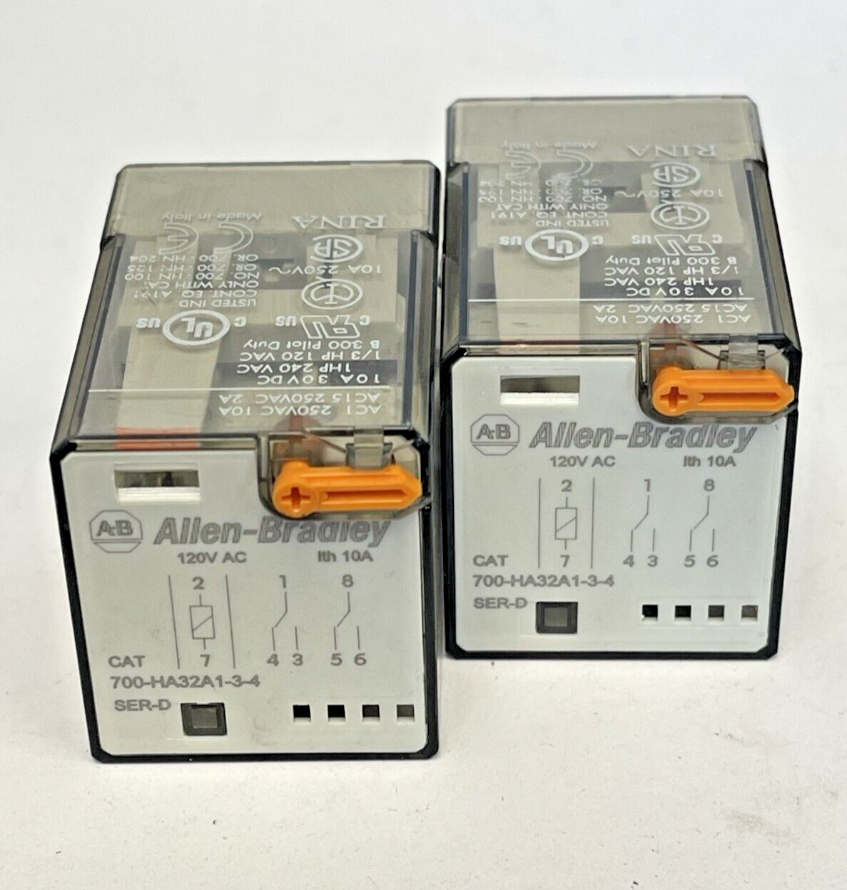 ALLEN BRADLEY *LOT OF 2* - 700-HA32A1-3-4 SER D - RELAY - 250 VAC, 1O A, 30 VDC1