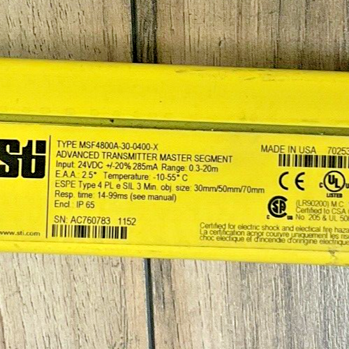 OMRON MSF4800A-30-0400 LIGHT CURTAIN TRANSMITTER AND RECEIVER 24VDC MS4800 STI3