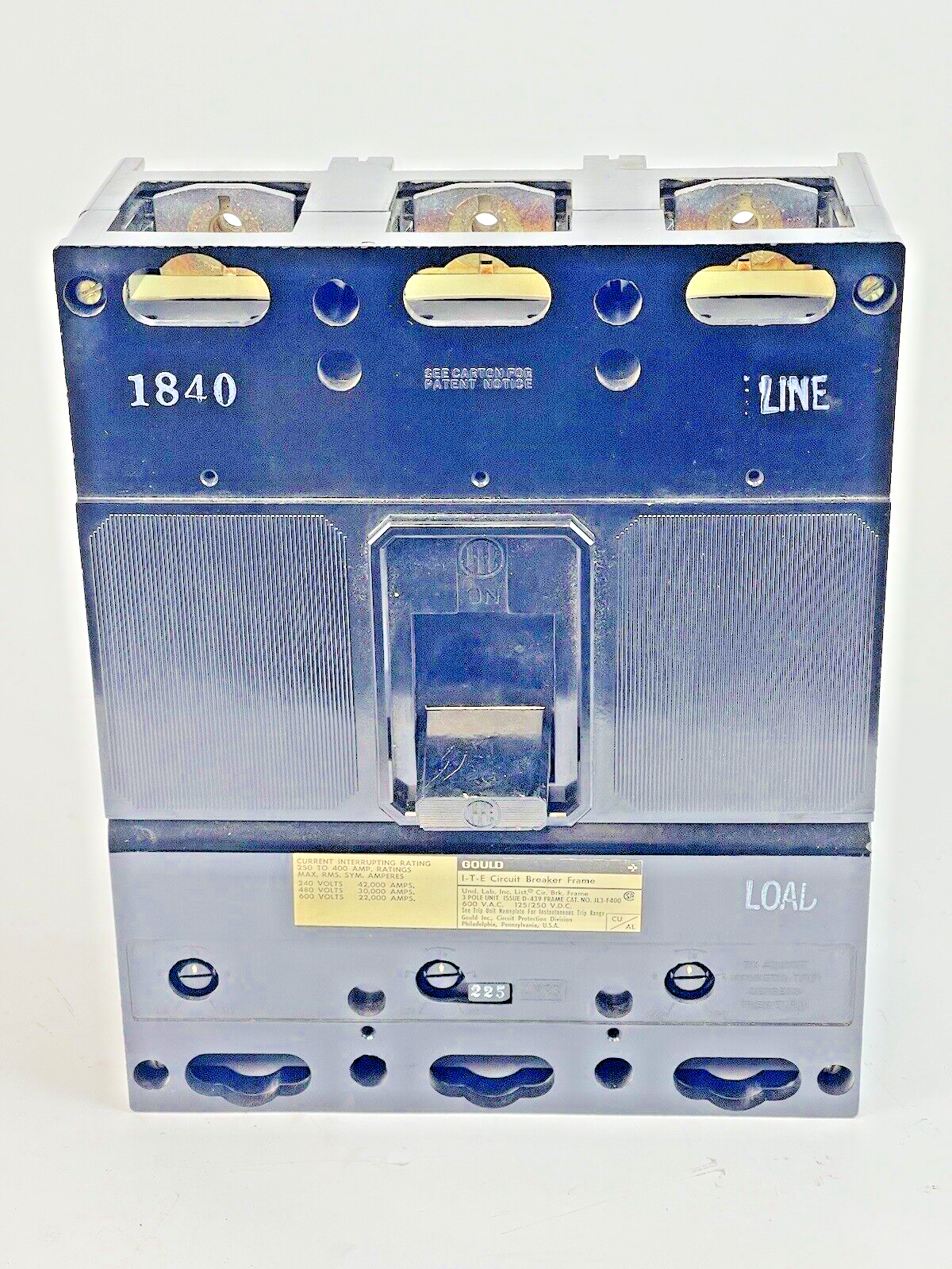 ITE/ GOULD/ SIEMENS - JL3-B225 -CIRCUIT BREAKER-225 A, 600 VAC, 3 POLE, 225 TRIP1