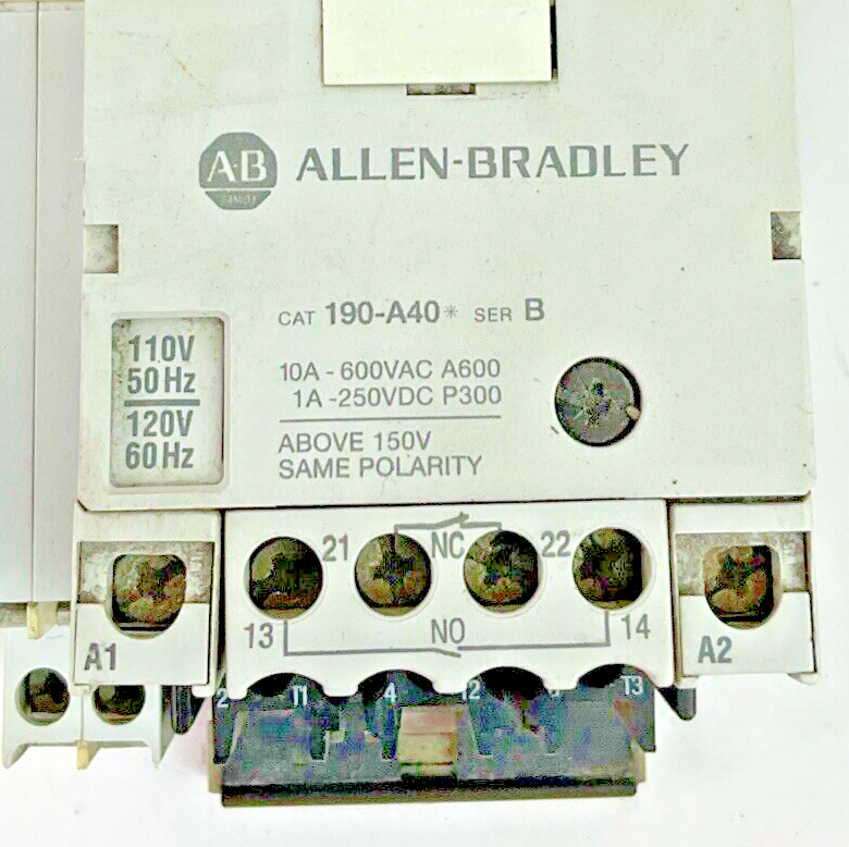 ALLEN BRADLEY 190-CPS40* 190-P024 190-A40 190-A11-11 STARTER 600VAC 250VDC2