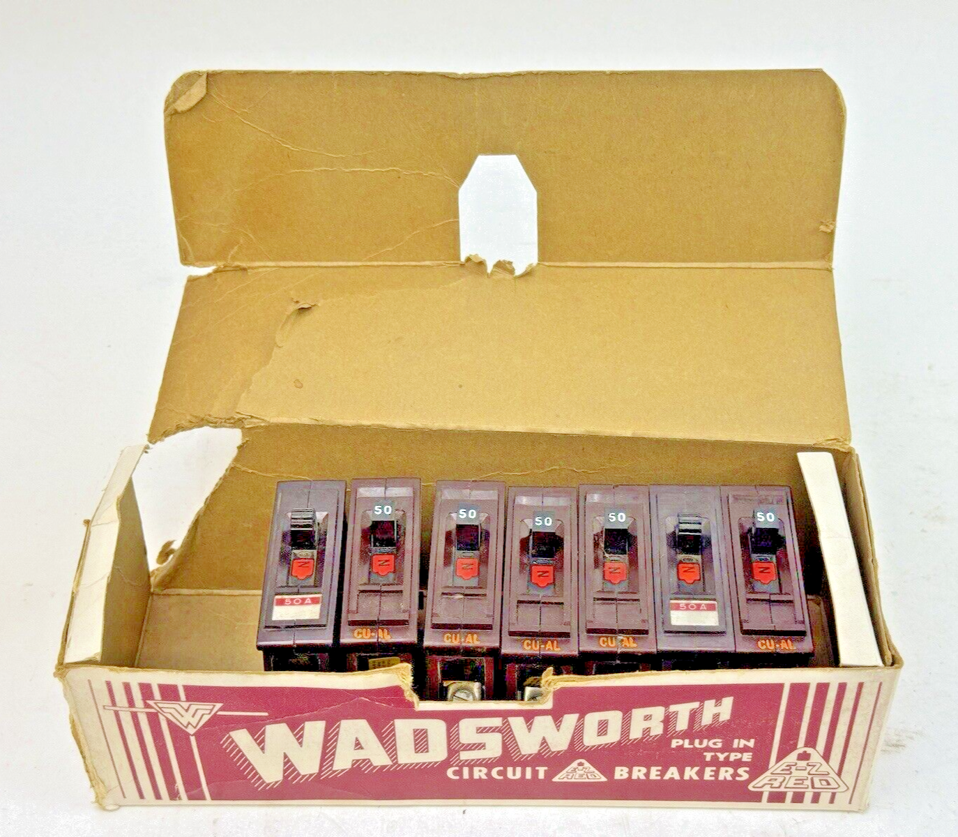 WADSWORTH **BOX OF 7** A50 - CIRCUIT BREAKERS - 1 POLE, 120/240 VAC, 50 A2