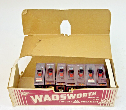 WADSWORTH **BOX OF 7** A50 - CIRCUIT BREAKERS - 1 POLE, 120/240 VAC, 50 A2