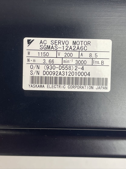YASKAWA SGMAS-12A2A6C AC SERVO MOTOR 200V 1150W 8.5A 3.66Nm2