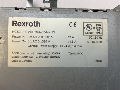 REXROTH CSH01.3C-NN-ENS-NNN-CCD-S2-S-NN-FW HCS02.1E-W0028-A-03-NNNN INDRADRIVE C2